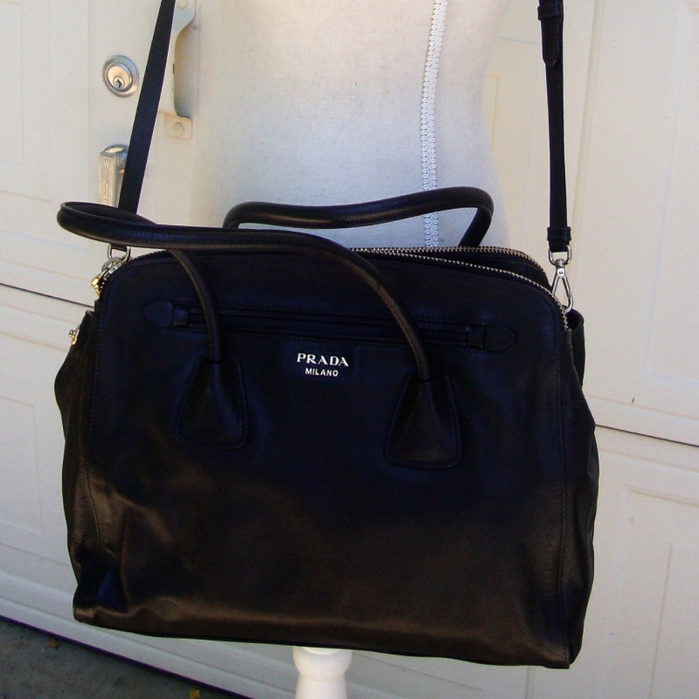 Prada Saffiano Leather Vintage Big Black Tote